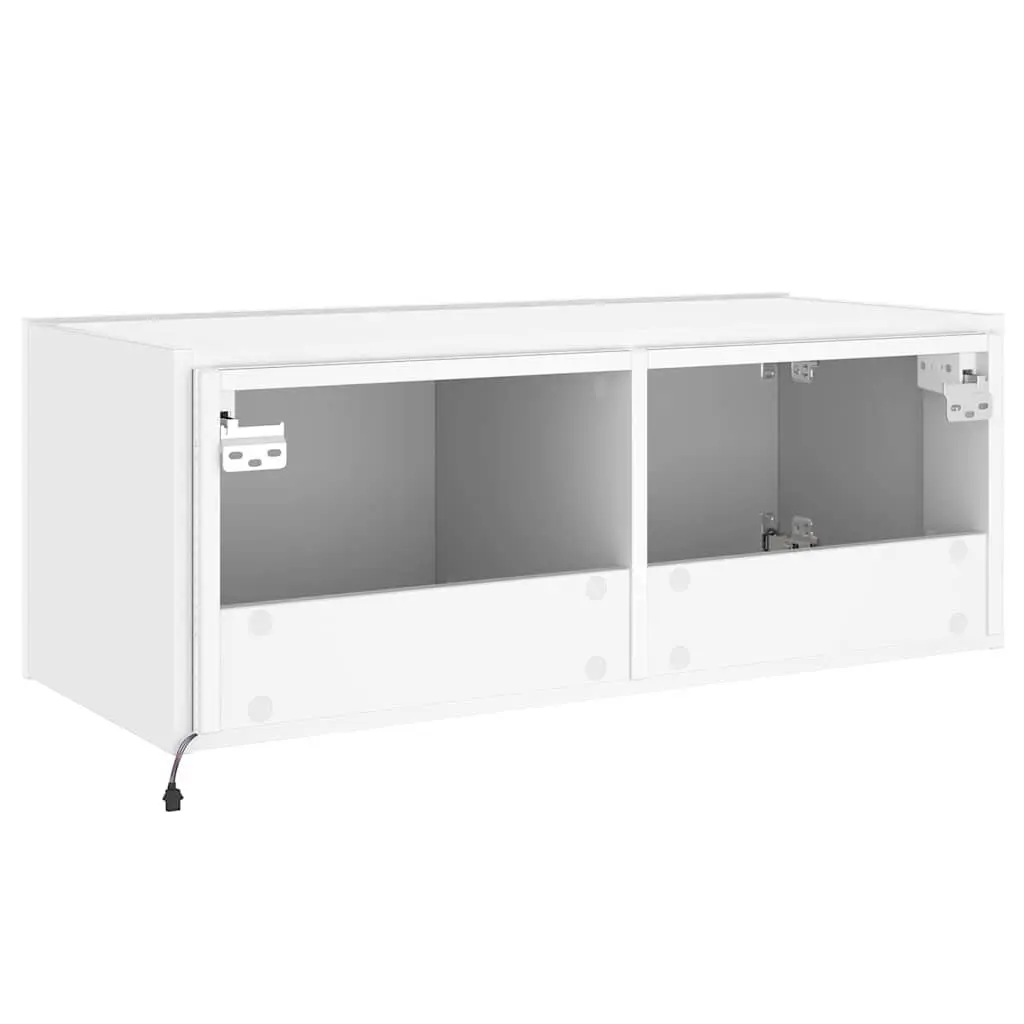 TV Wall Cabinet Engineered Wood 80x35x31cm White with RGB LED Lights
