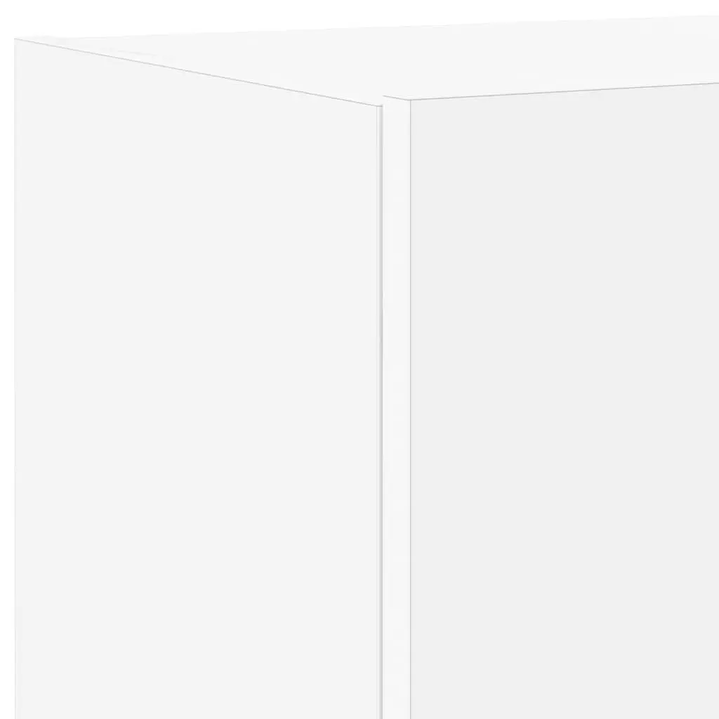 TV Wall Cabinet Engineered Wood White Wall-Mounted Media Unit with RGB LED Lights 100 x 35 x 31 cm