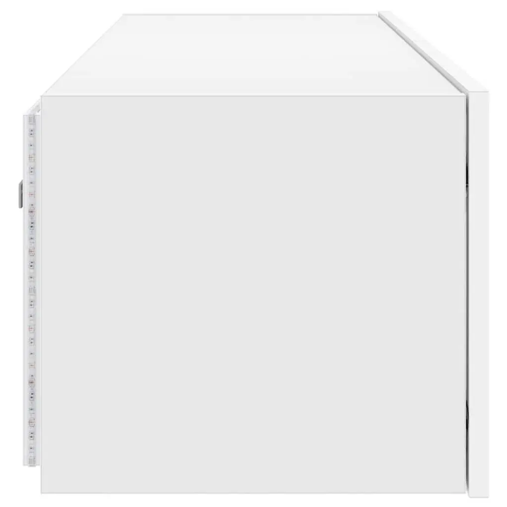 TV Wall Cabinet Engineered Wood White Wall-Mounted Media Unit with RGB LED Lights 100 x 35 x 31 cm