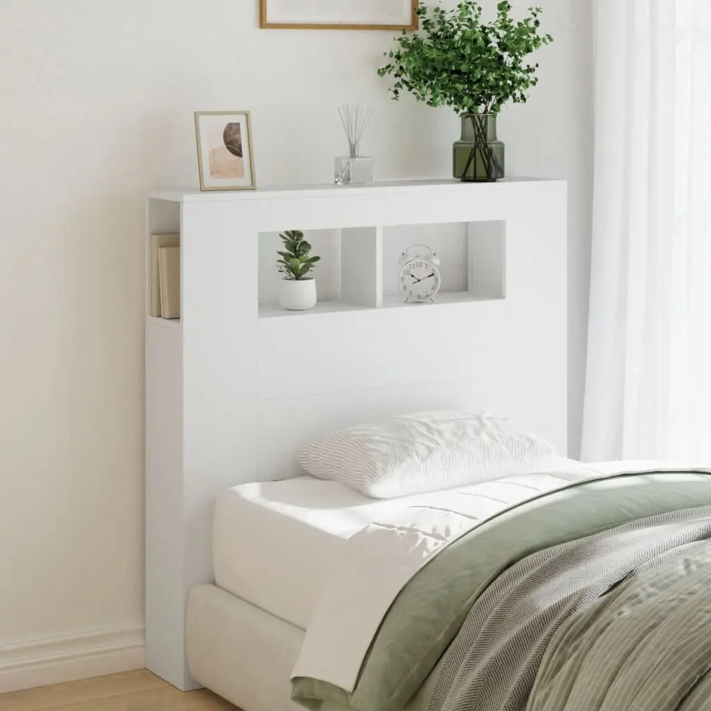 LED Headboard Engineered Wood 100cm White with RGB Lights Wall Mount