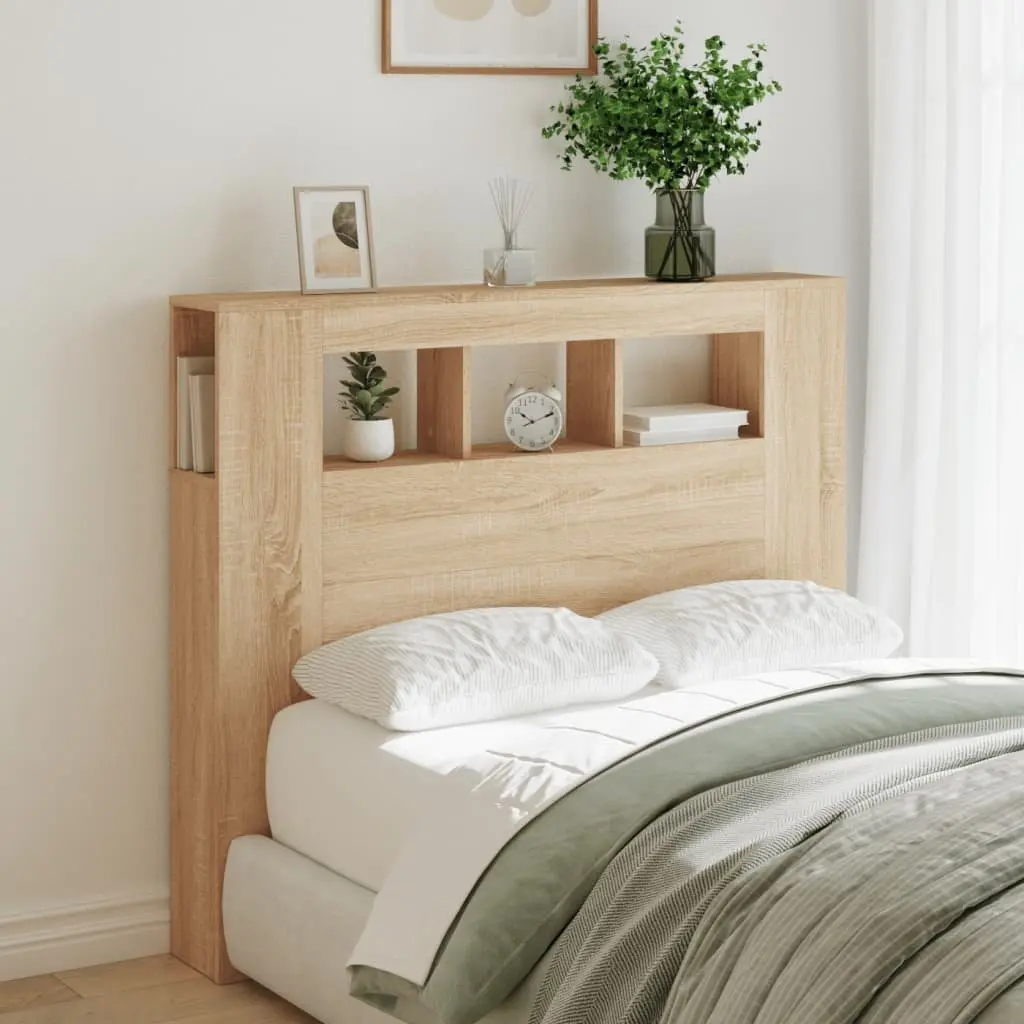 LED Headboard 120cm Engineered Wood Bedroom Furniture Modern Storage Display