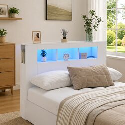 Functional White LED Headboard for Your Bedroom