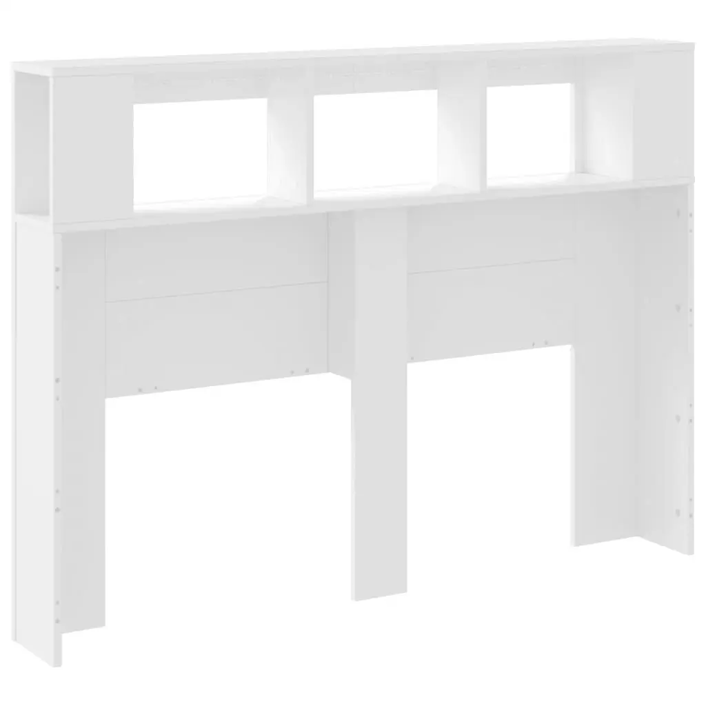 LED Headboard White 140 cm Engineered Wood Modern Bedroom Bed Furniture Storage