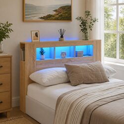 Functional Brown LED Headboard 140 cm for Every Home