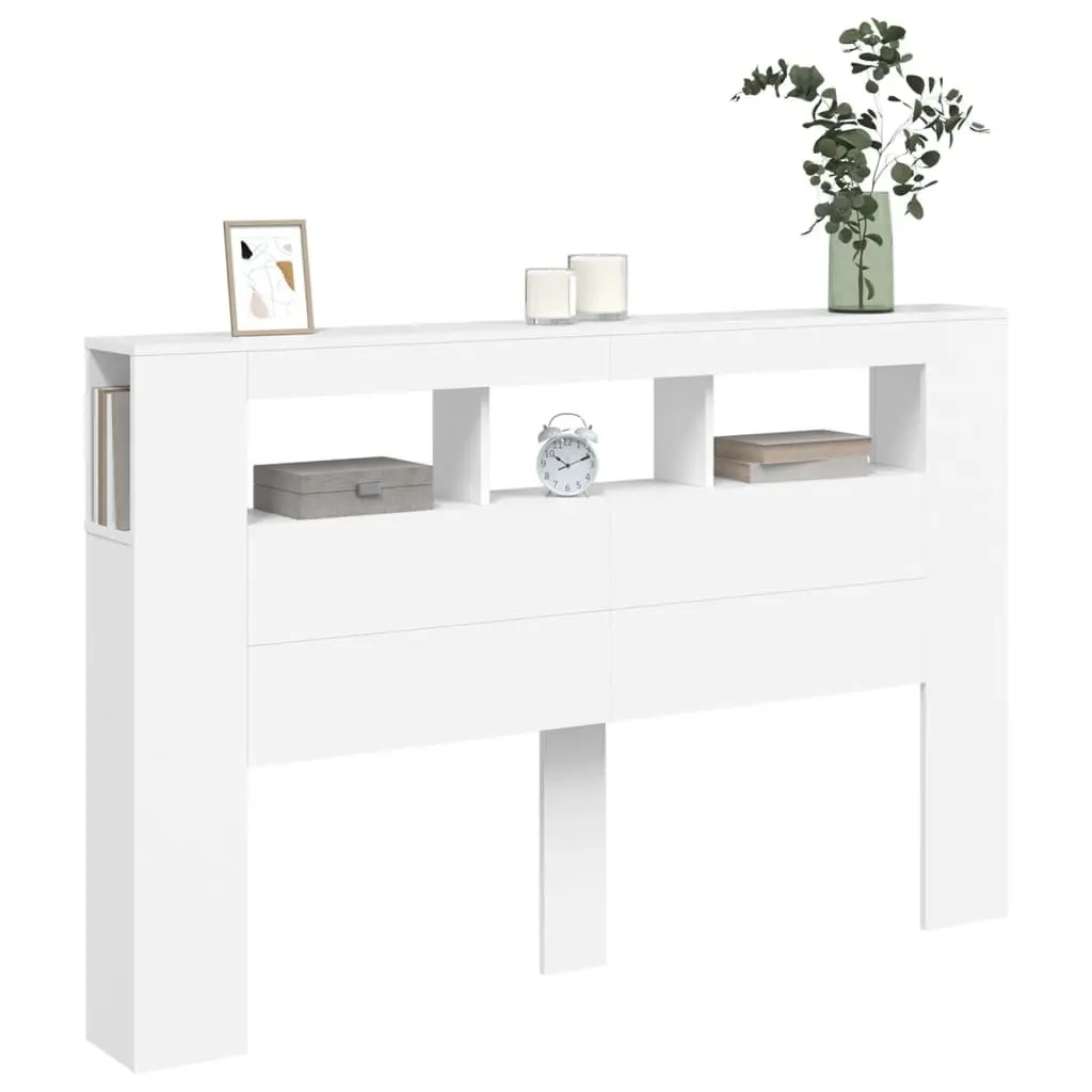 LED Headboard Engineered Wood 160cm White Modern Bedroom Furniture