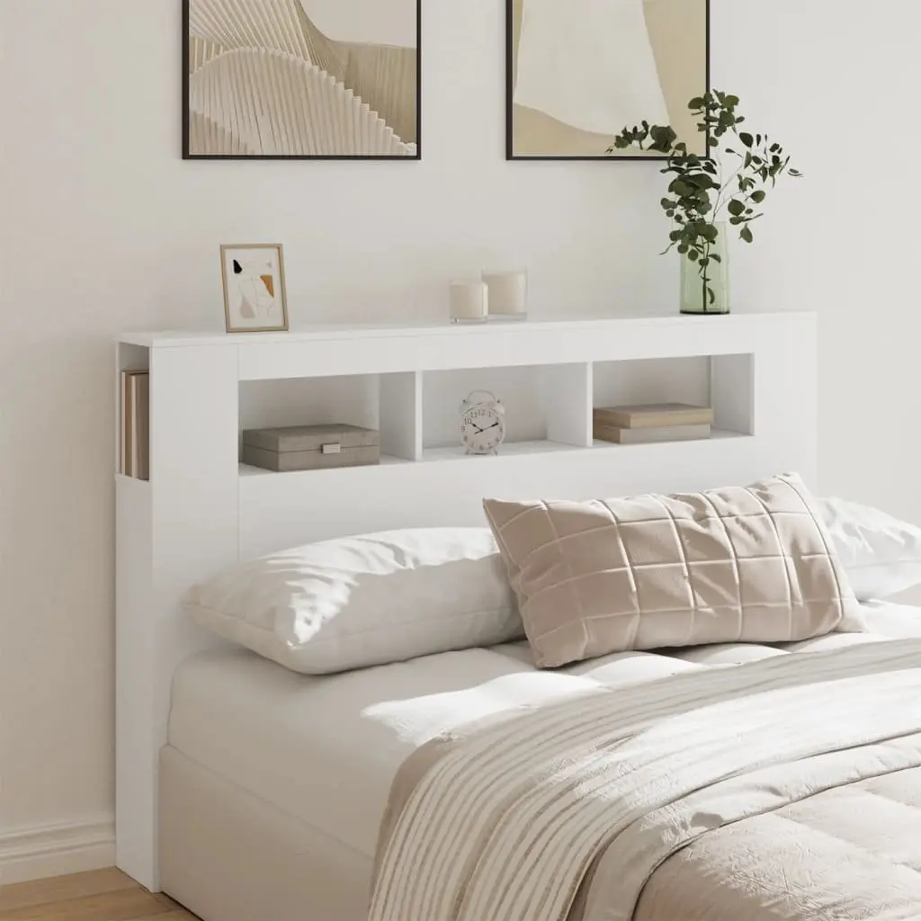 LED Headboard Engineered Wood 160cm White Modern Bedroom Furniture