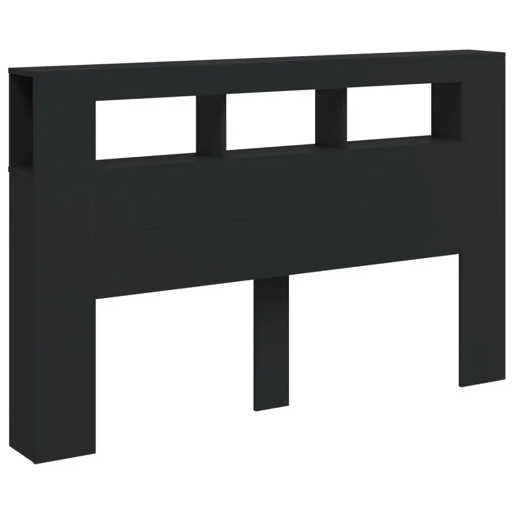 LED Headboard 160 cm Black Engineered Wood Modern Bedroom Bed Header with RGB