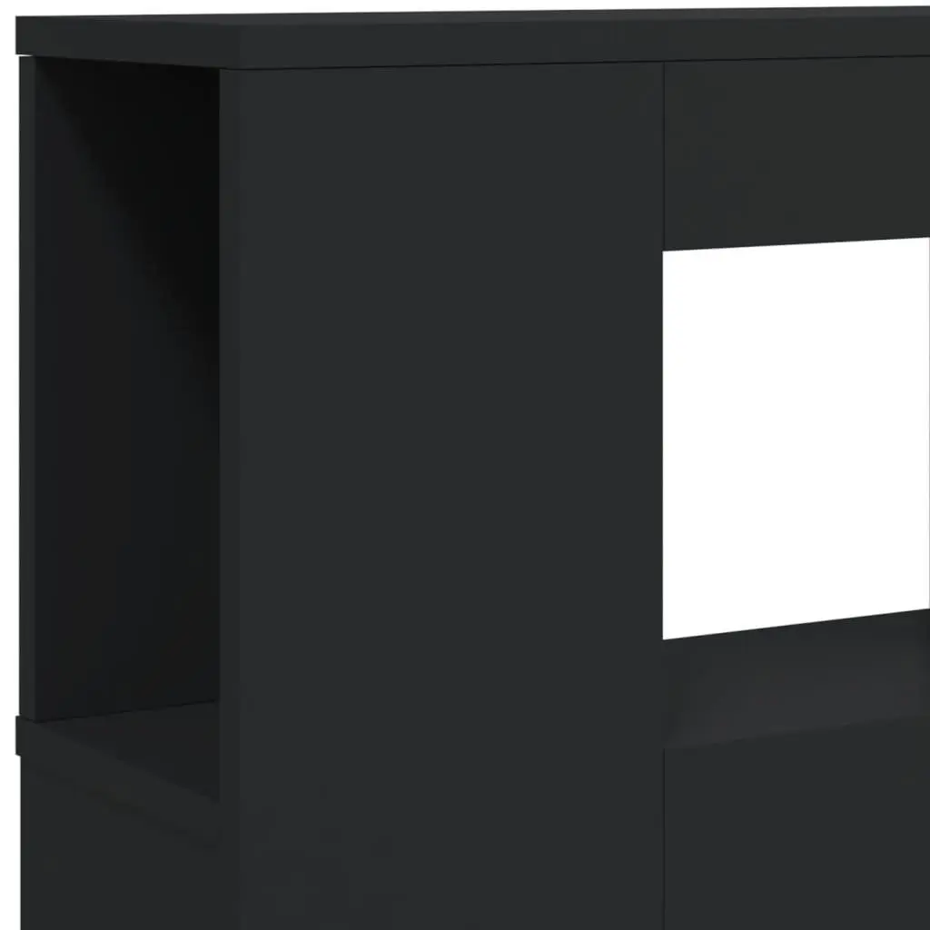 LED Headboard 160 cm Black Engineered Wood Modern Bedroom Bed Header with RGB