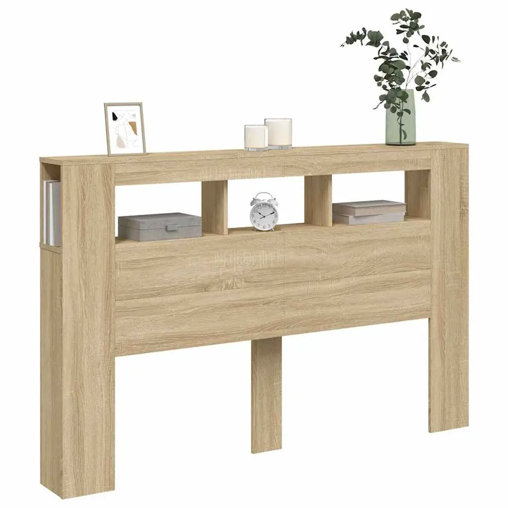 LED Headboard Brown Engineered Wood 160cm RGB Lights Modern Bedroom Furniture