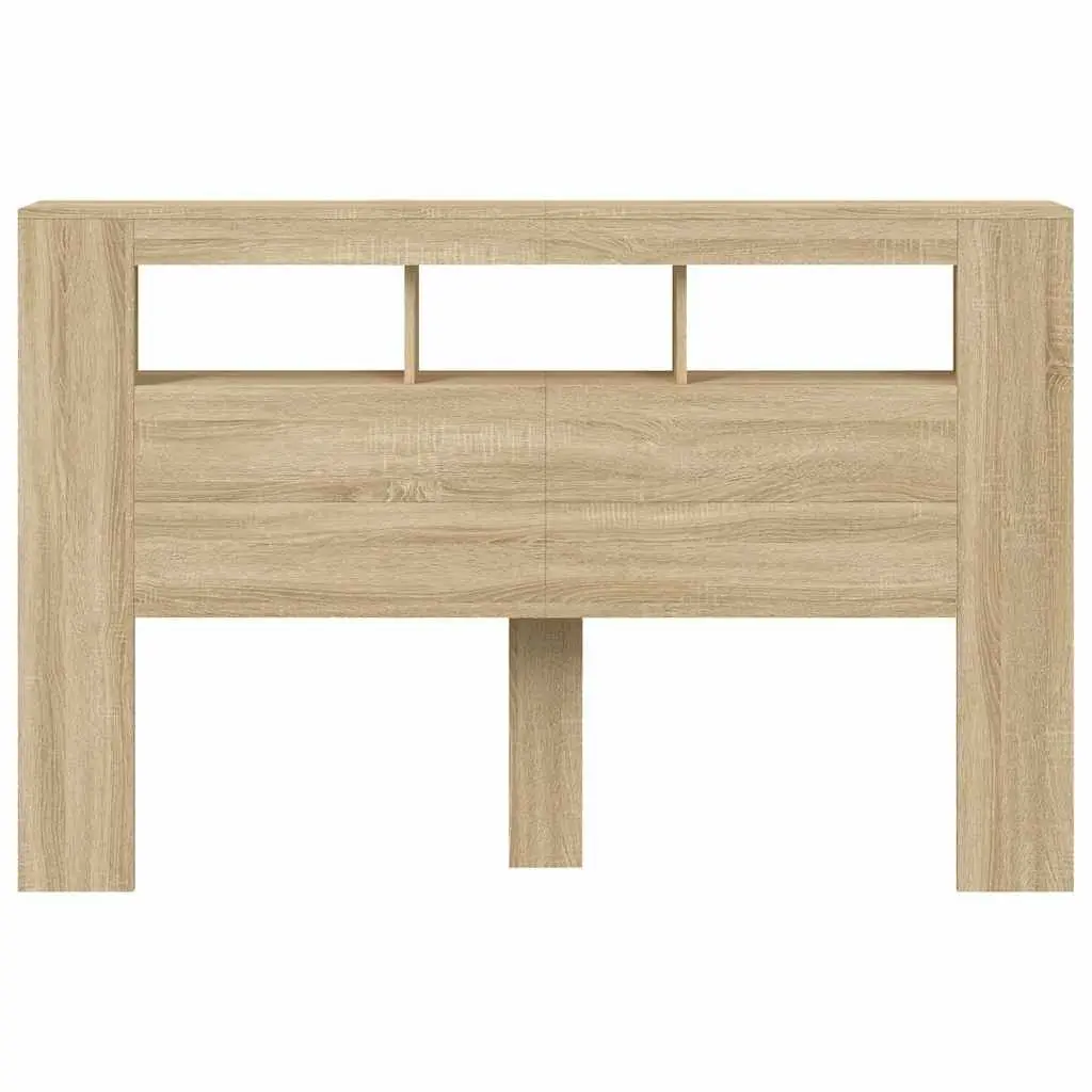 LED Headboard Brown Engineered Wood 160cm RGB Lights Modern Bedroom Furniture