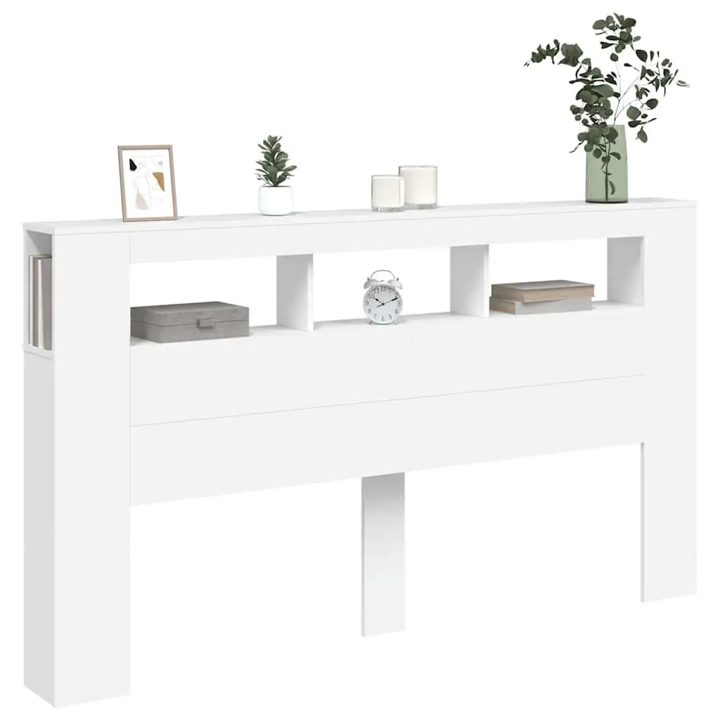 LED Headboard with Storage Top 180cm in White