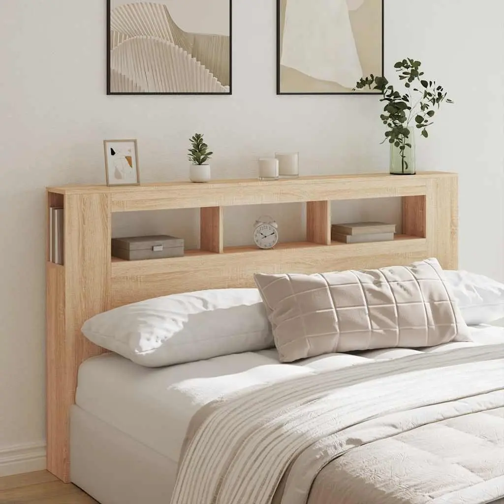 LED Headboard Engineered Wood 180cm Brown with RGB Lights