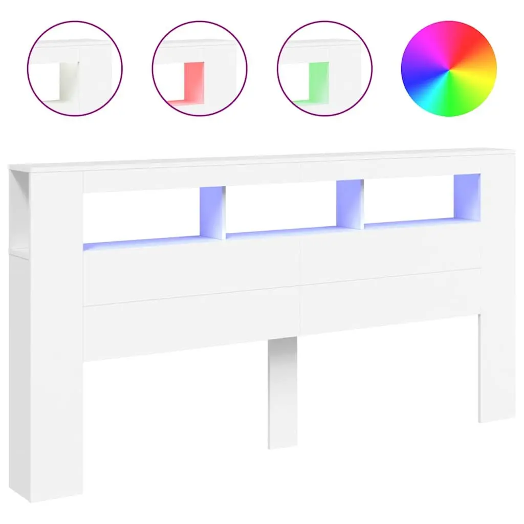 LED Headboard Engineered Wood 200cm White Modern