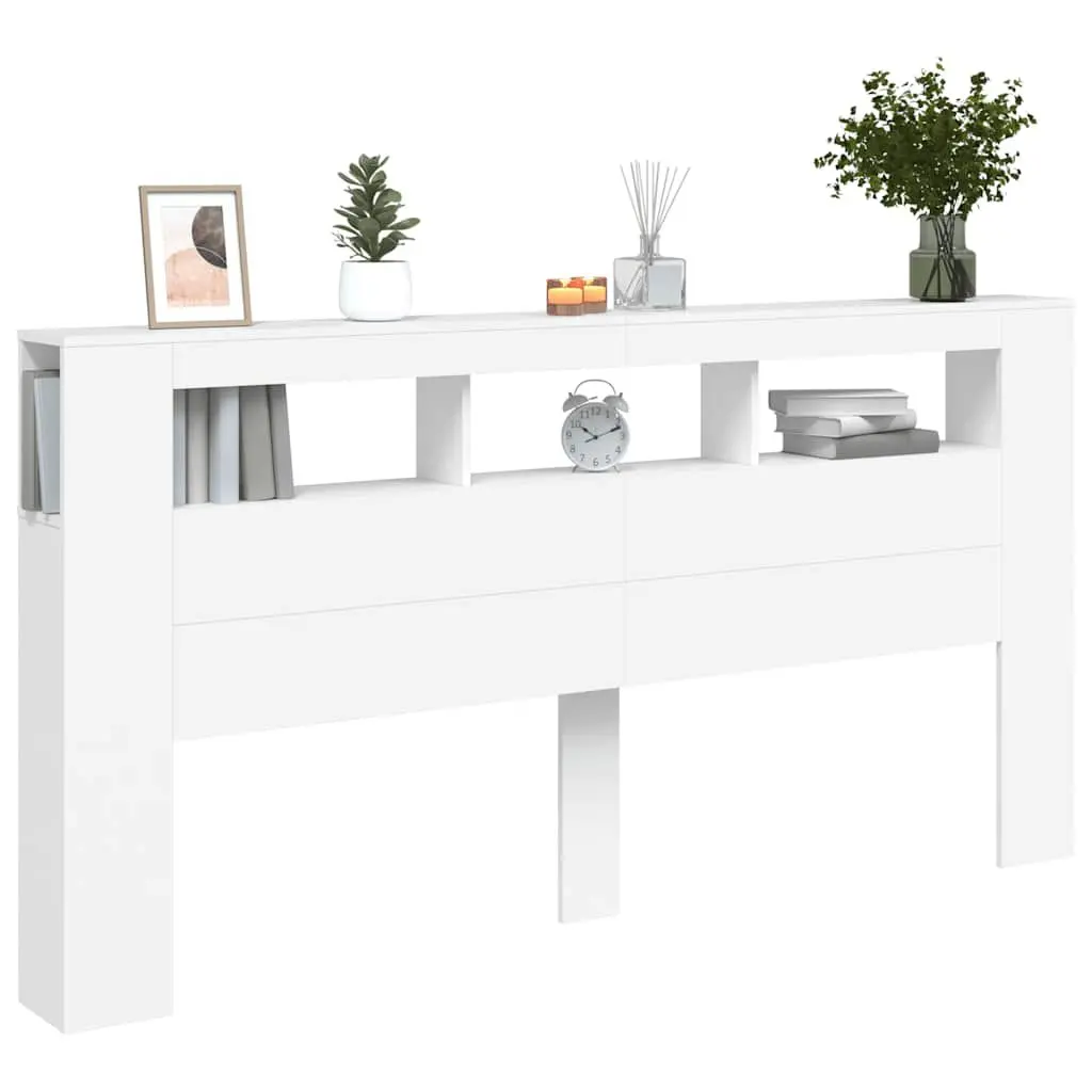 LED Headboard Engineered Wood 200cm White Modern