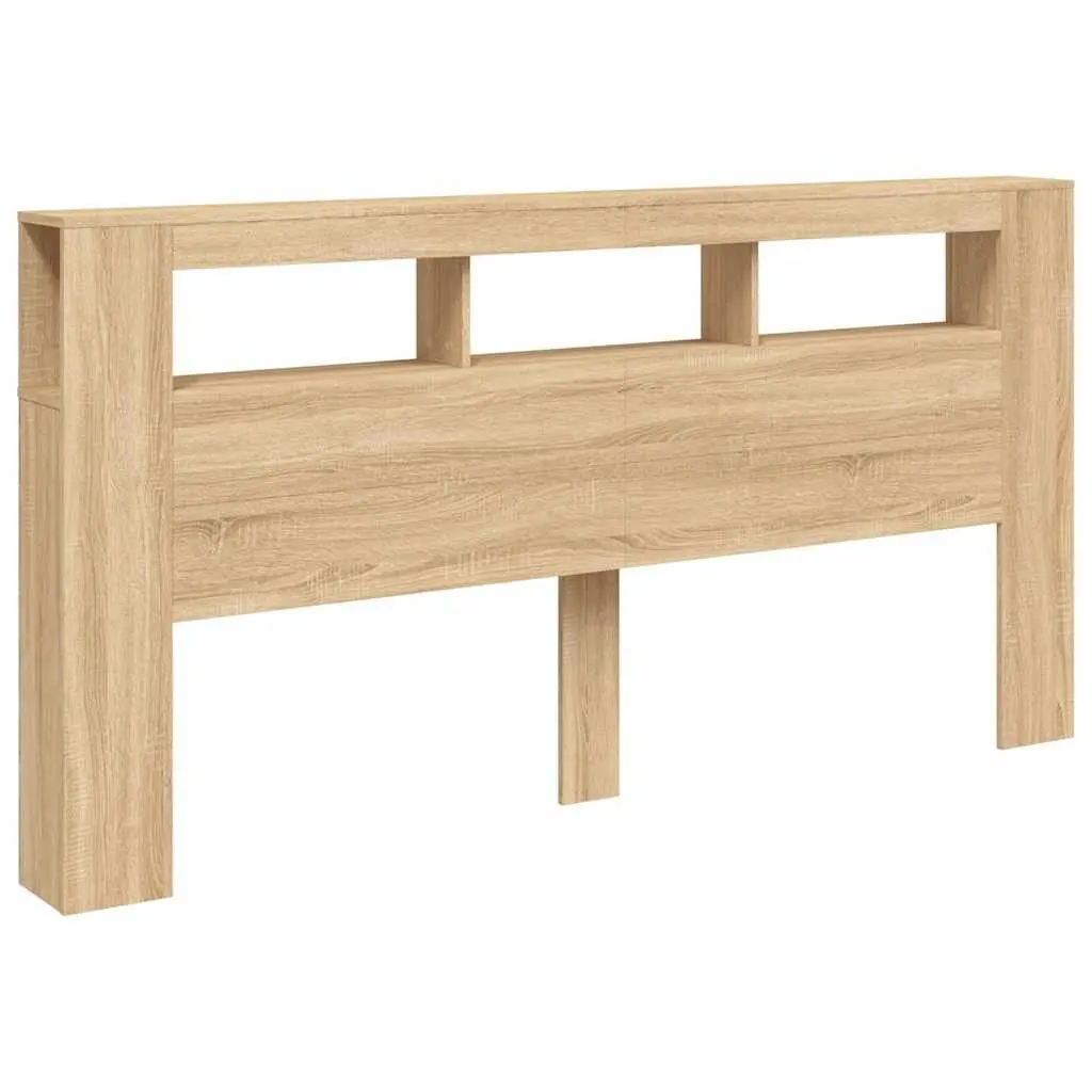 LED Headboard 200cm Engineered Wood Brown Bedroom with RGB Lights Storage