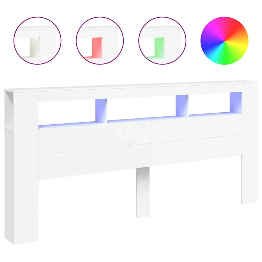 LED Headboard Engineered Wood 220 cm White with RGB Lighting