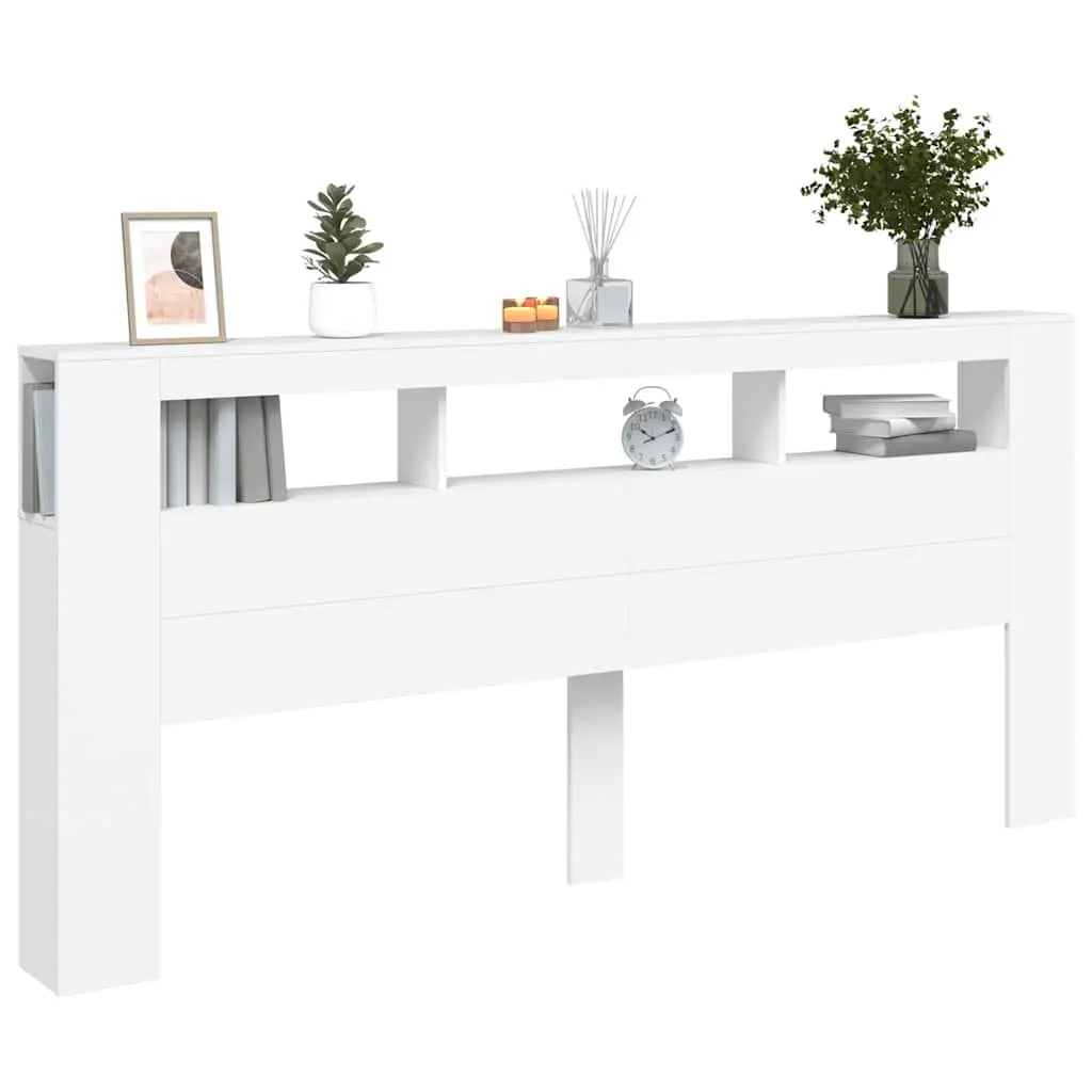 LED Headboard Engineered Wood 220 cm White with RGB Lighting