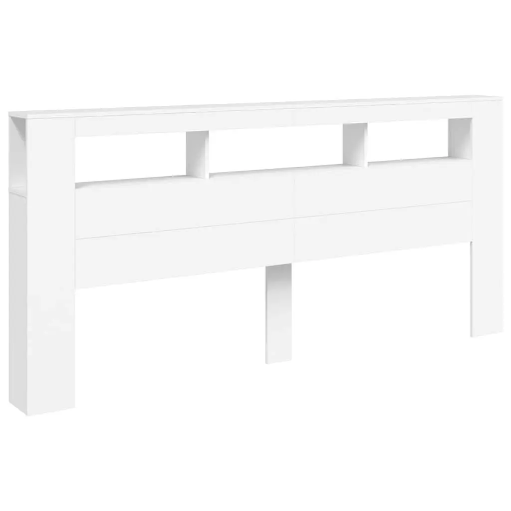 LED Headboard Engineered Wood 220 cm White with RGB Lighting