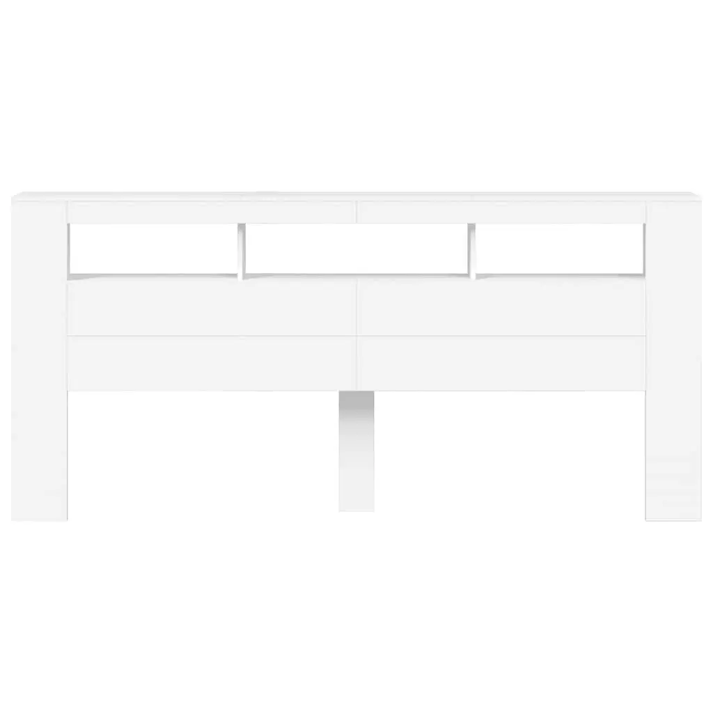 LED Headboard Engineered Wood 220 cm White with RGB Lighting