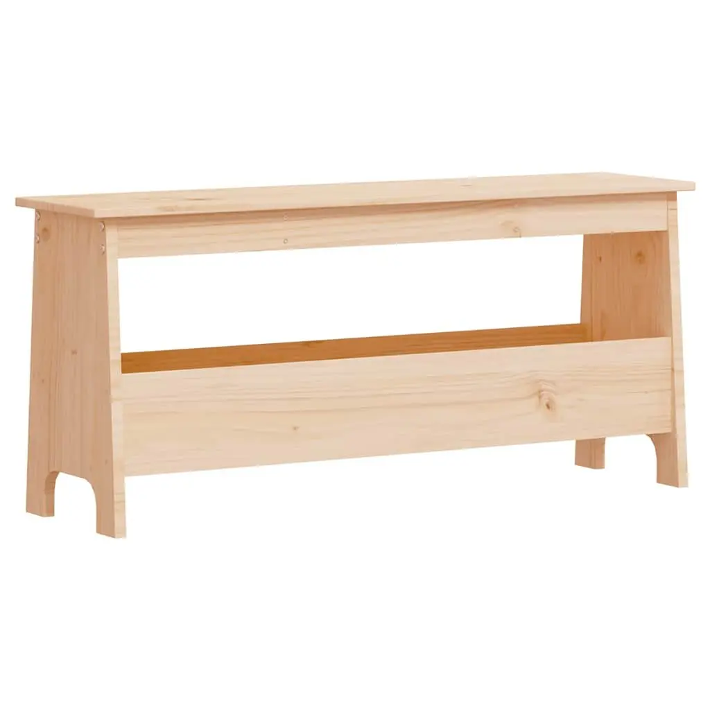 Hall Bench Storage Unit in Solid Brown Pine 100x28x45cm