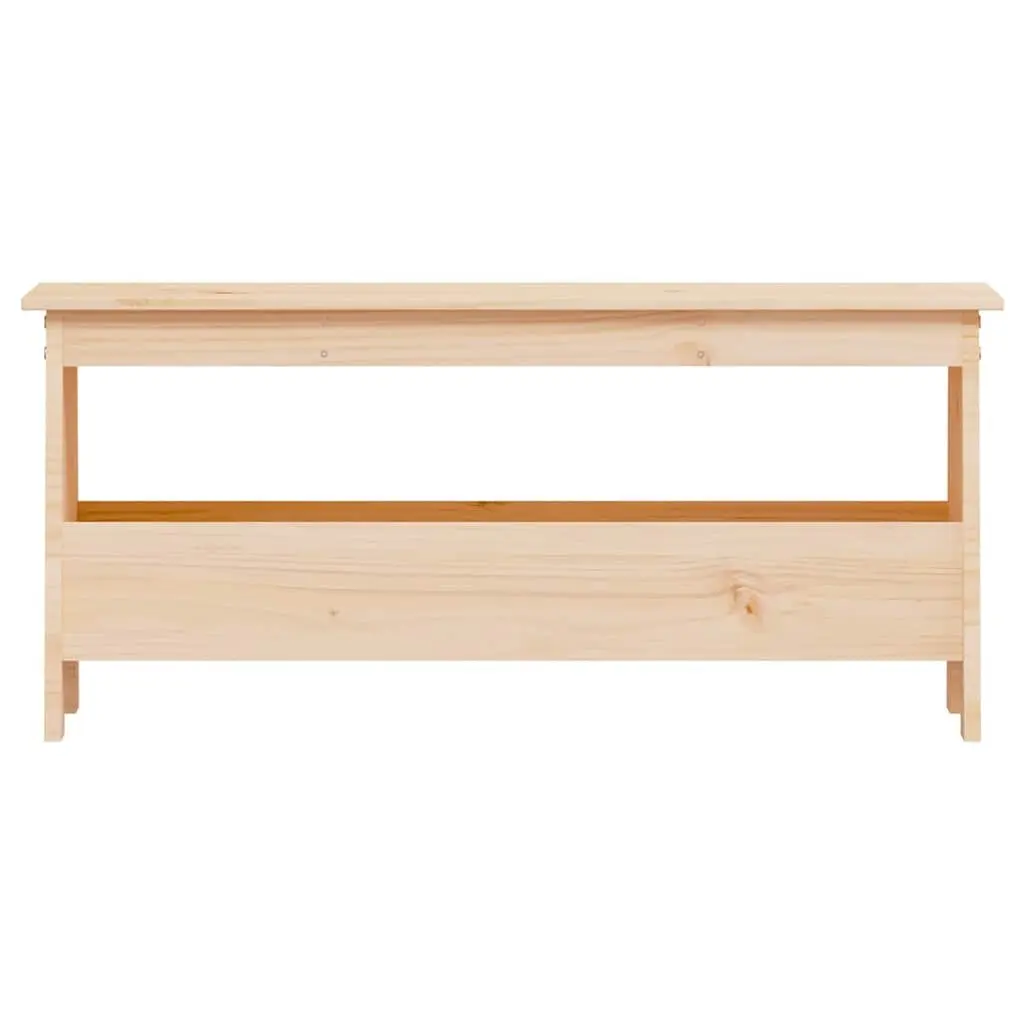 Hall Bench Storage Unit in Solid Brown Pine 100x28x45cm