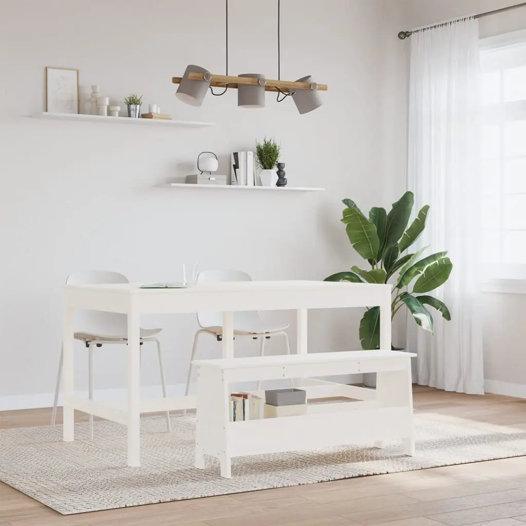 Hall Bench Storage Entryway Wooden Seating 100x28x45 cm Pine Wood White