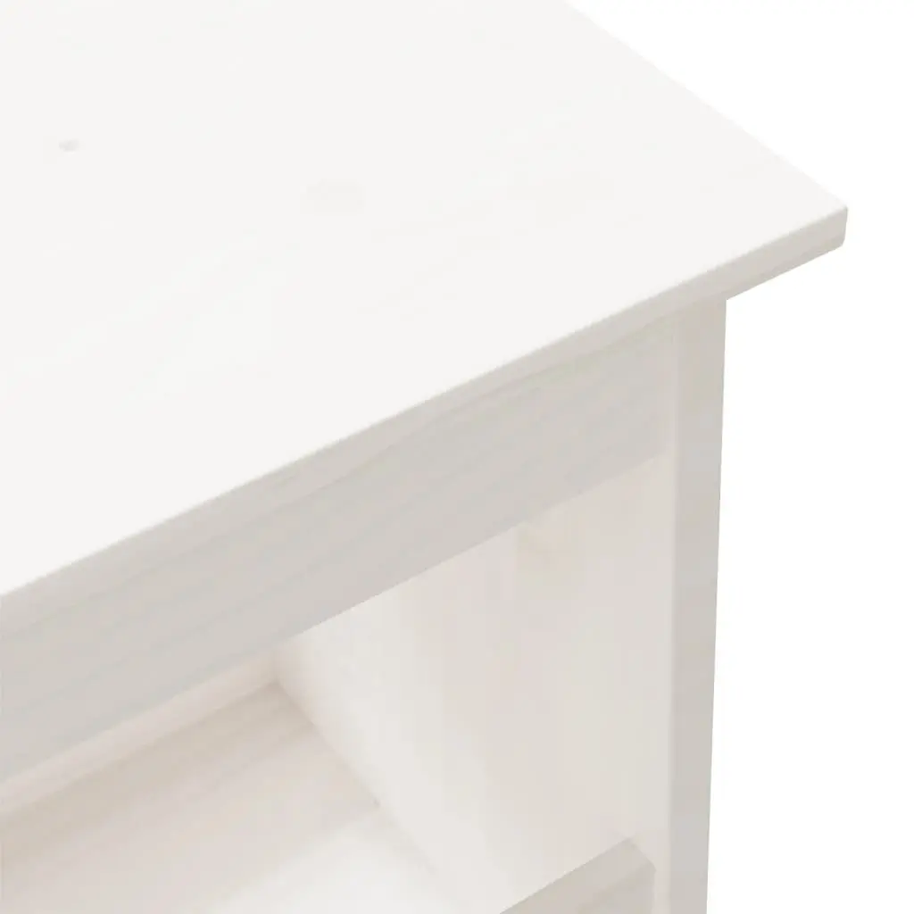 Hall Bench Storage Entryway Wooden Seating 100x28x45 cm Pine Wood White