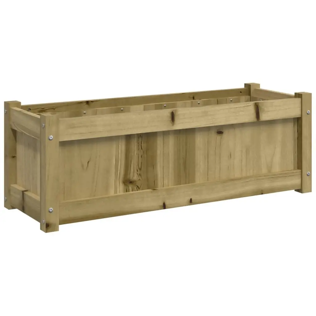 Wooden Planters Impregnated Pine 2 Piece Set Brown Outdoor Patio Flower Pot Box