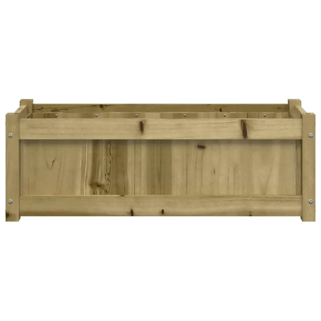 Wooden Planters Impregnated Pine 2 Piece Set Brown Outdoor Patio Flower Pot Box
