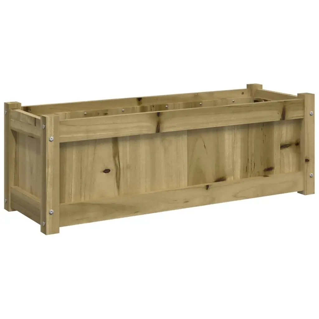 Wooden Planters Impregnated Pine 2 Piece Set Brown Outdoor Patio Flower Pot Box