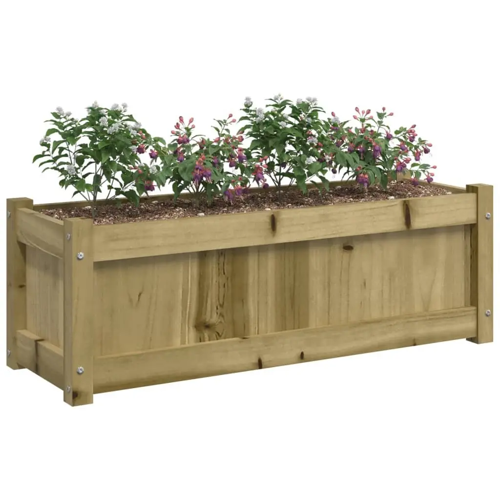 Wooden Planters Impregnated Pine 2 Piece Set Brown Outdoor Patio Flower Pot Box