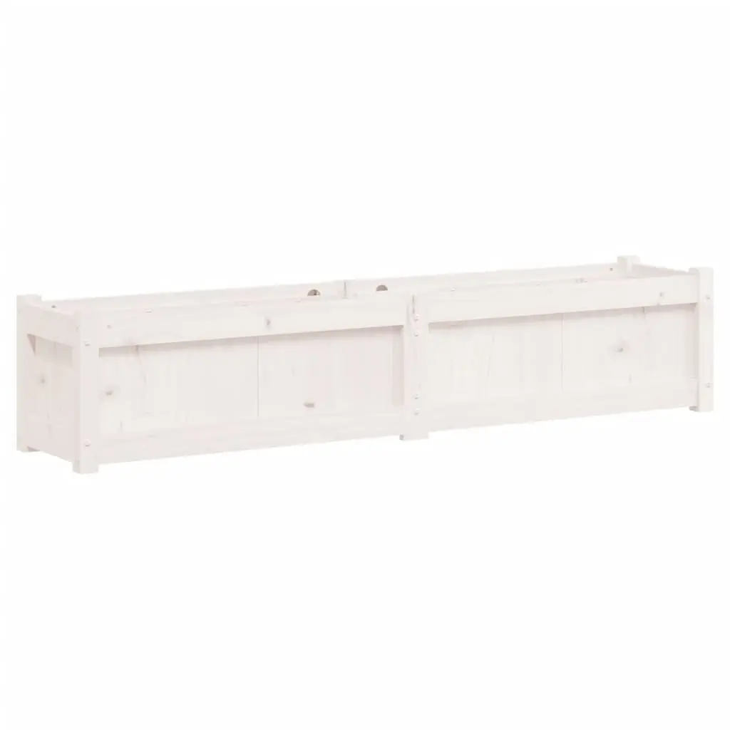 Outdoor Garden Planter Box White Solid Pine Wood 150cm Decorative Raised Vegetable Flower