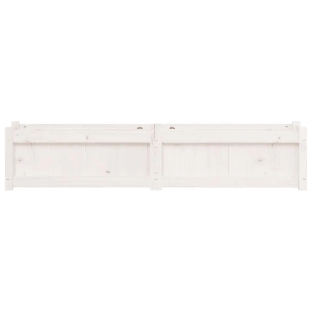 Outdoor Garden Planter Box White Solid Pine Wood 150cm Decorative Raised Vegetable Flower