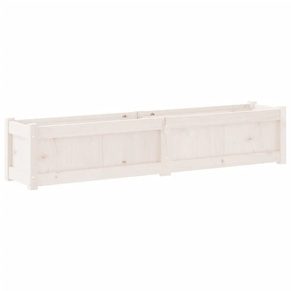 Outdoor Garden Planter Box White Solid Pine Wood 150cm Decorative Raised Vegetable Flower