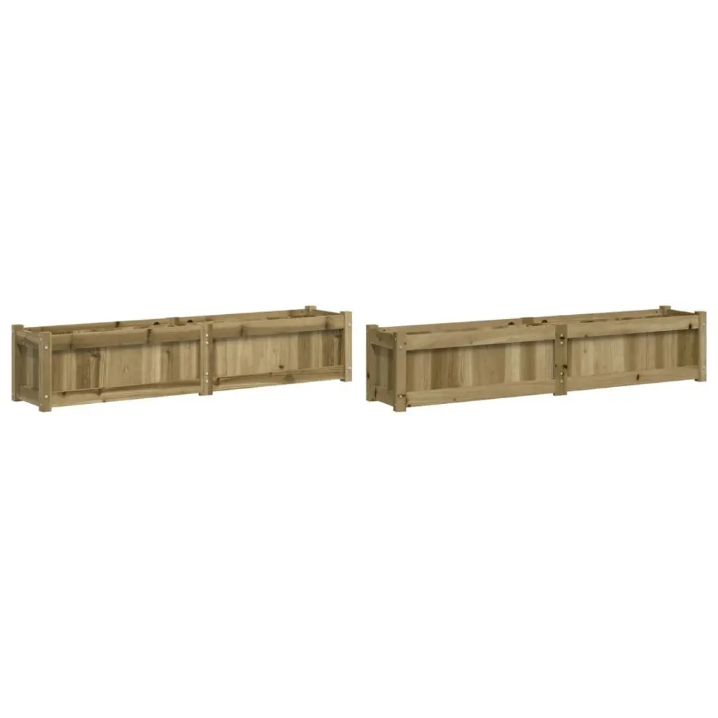 Outdoor Planters 2 Piece Brown Impregnated Pine Wood Garden Flower Pots