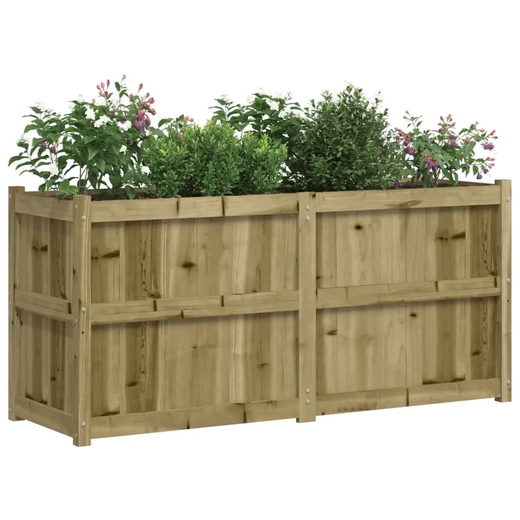 Raised Bed Wooden Planter Box 150x50x70 cm Natural Impregnated Pine Outdoor Garden
