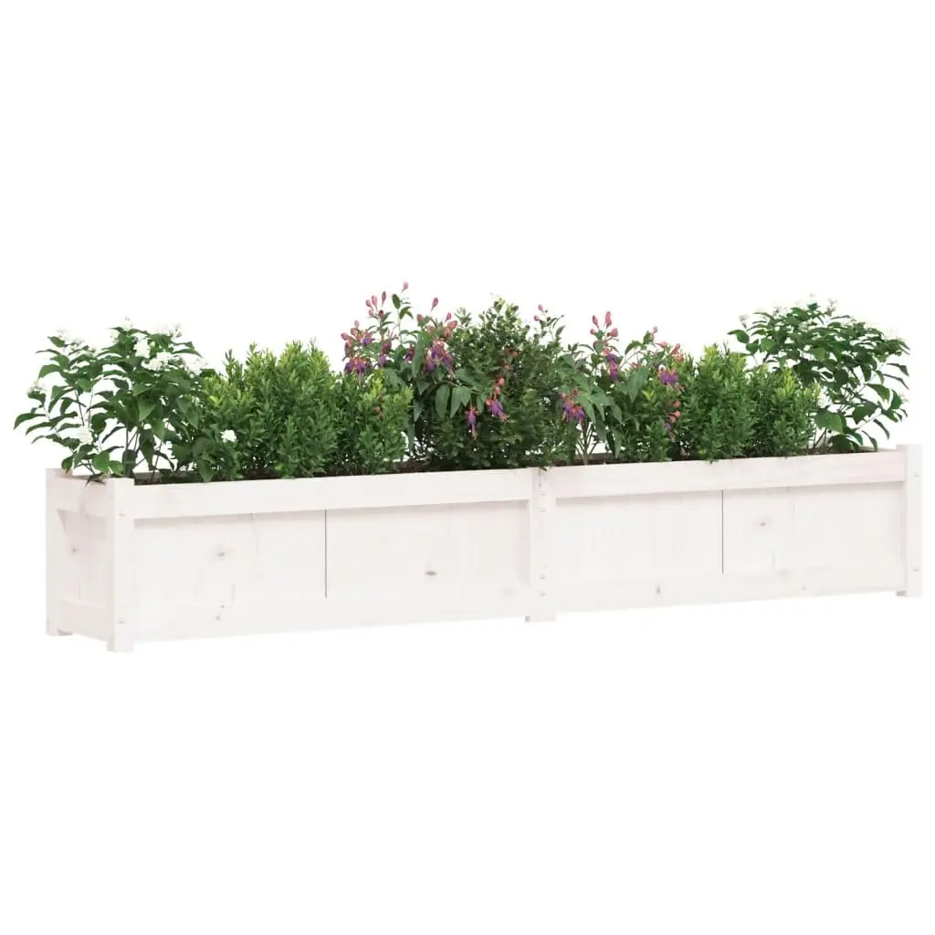 White Pine Wood Outdoor Planters 2 Piece Set Solid Construction Garden Patio Flower Pots