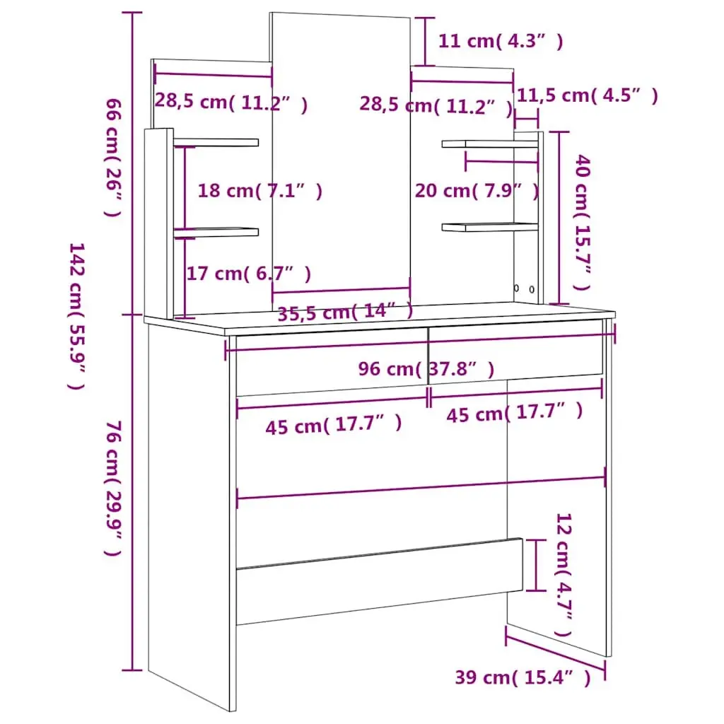 Dressing Table for Makeup and Storage