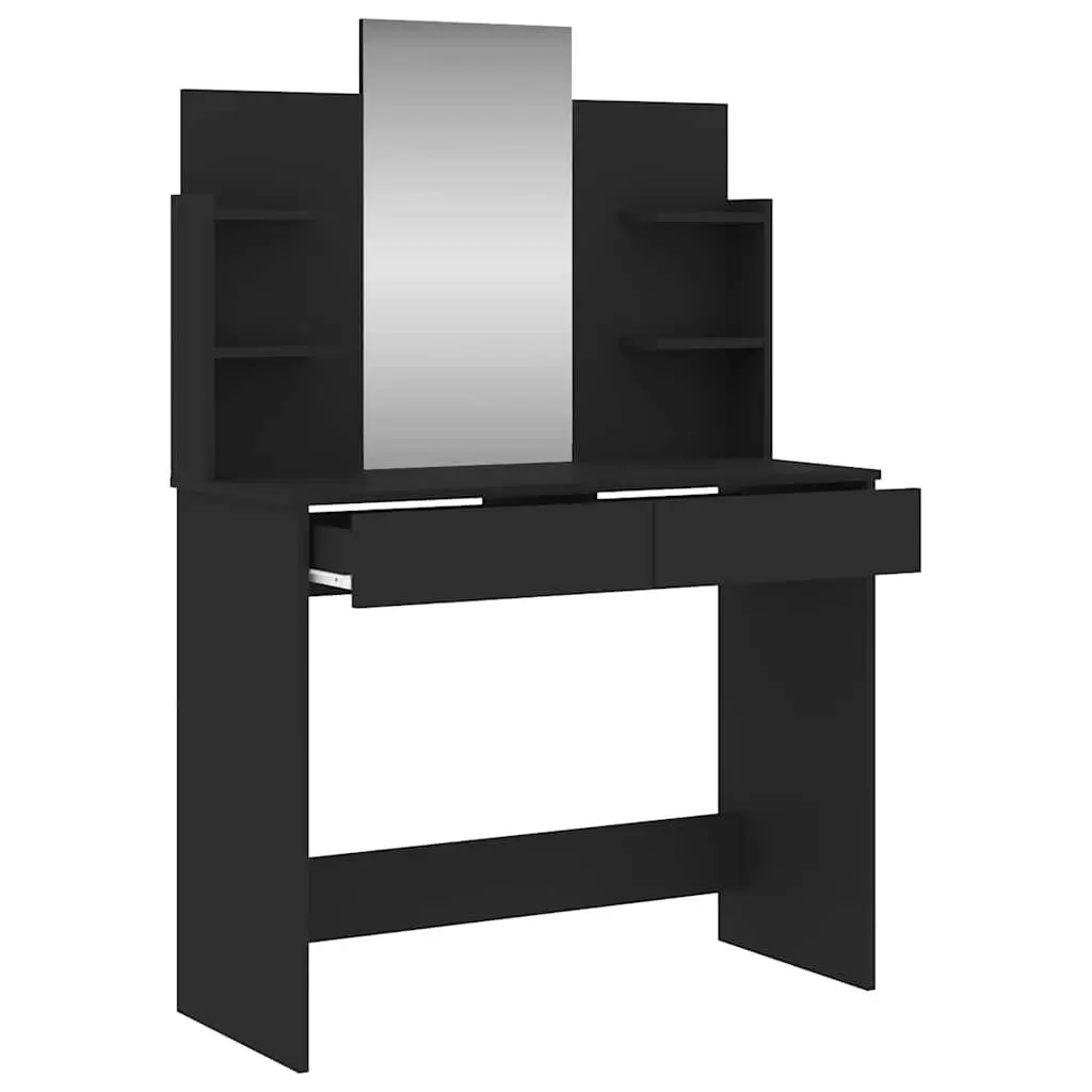 Dressing Table Engineered Wood Black 96W x 39D x 142H cm with Mirror and Storage Drawers