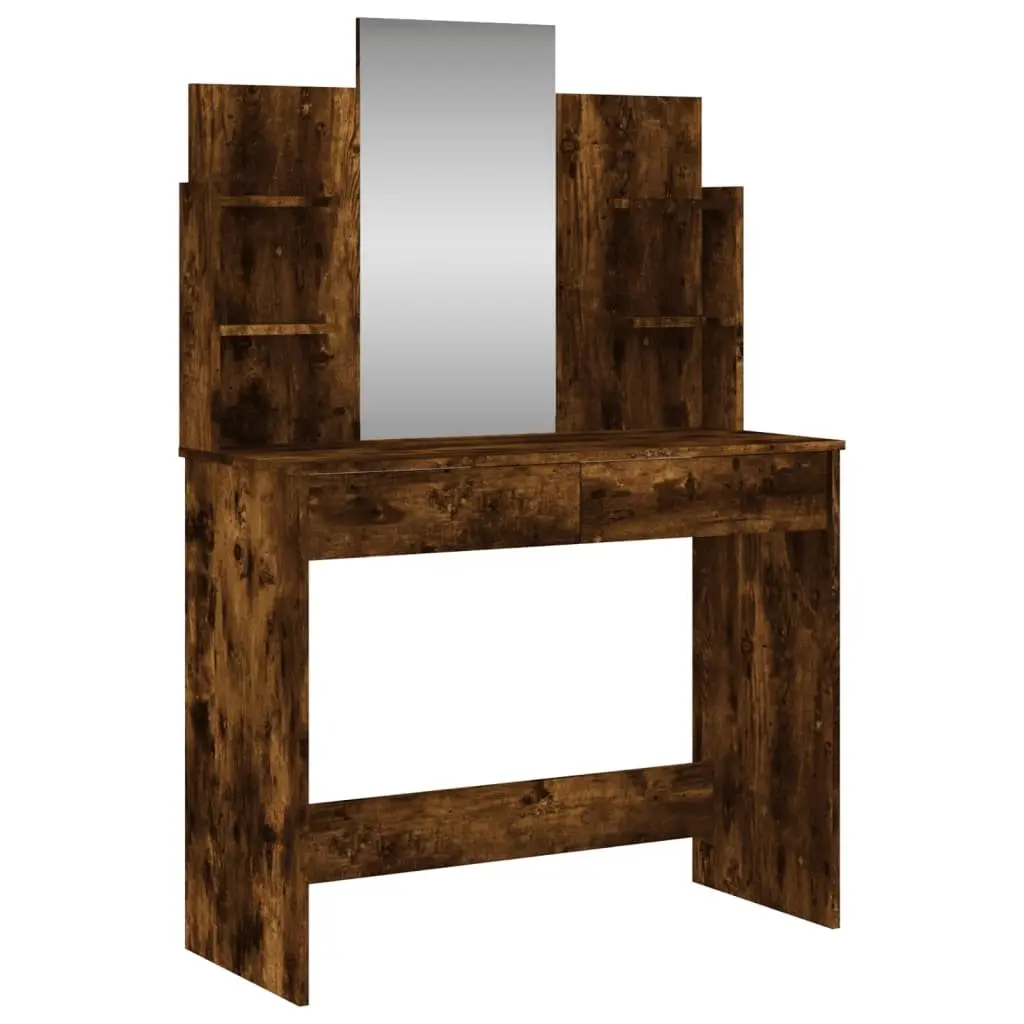 Dressing Table Engineered Wood Brown with Mirror 96 x 39 x 142 cm