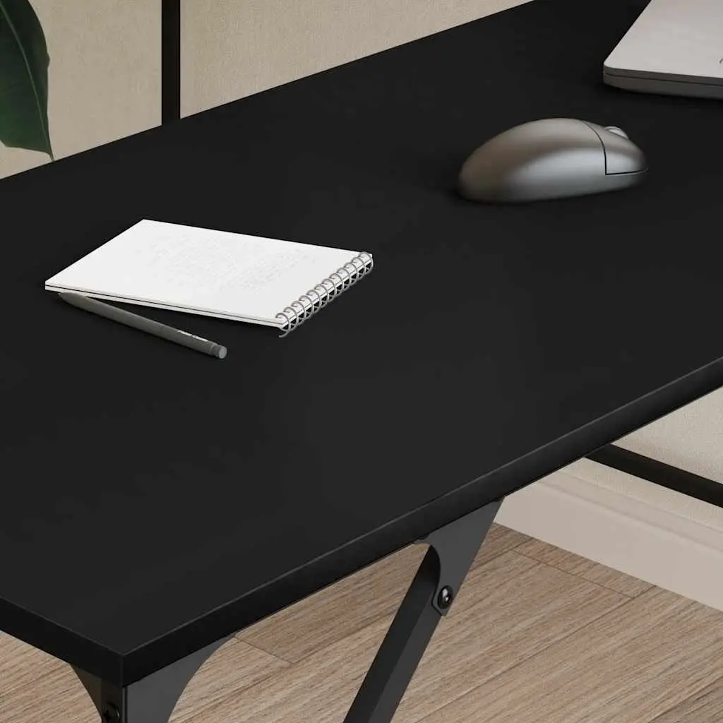 L-Shaped Office Desk Black Computer Workstation Corner Writing Table