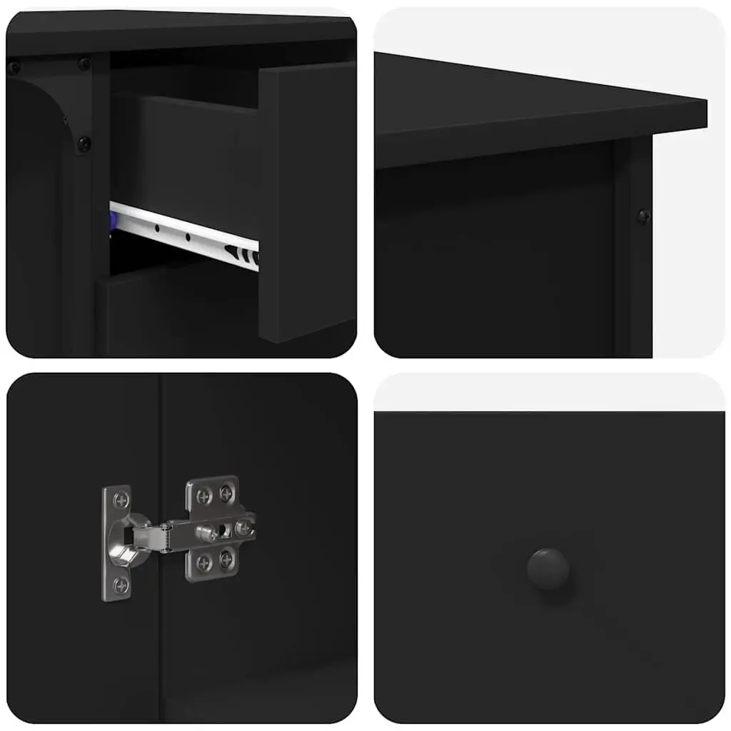 L-Shaped Office Desk Engineered Wood Metal Frame 141cm Black