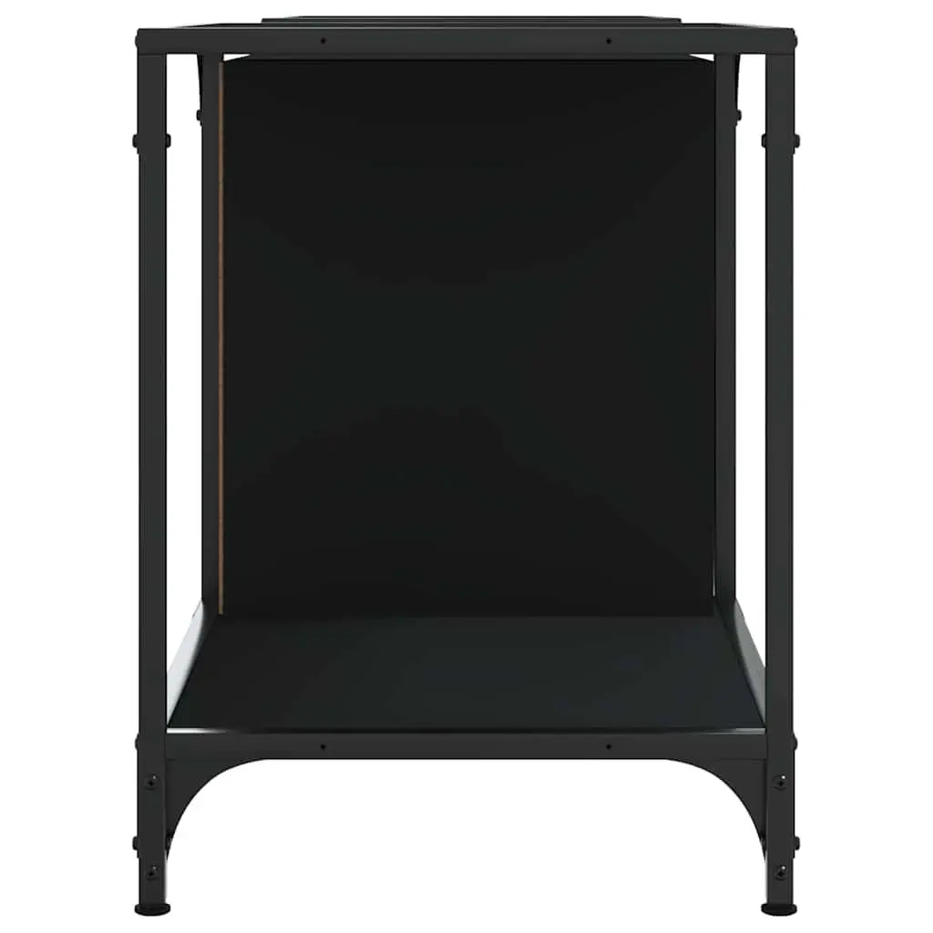 TV Cabinet Black Engineered Wood Media Stand Unit Shelves Storage Console