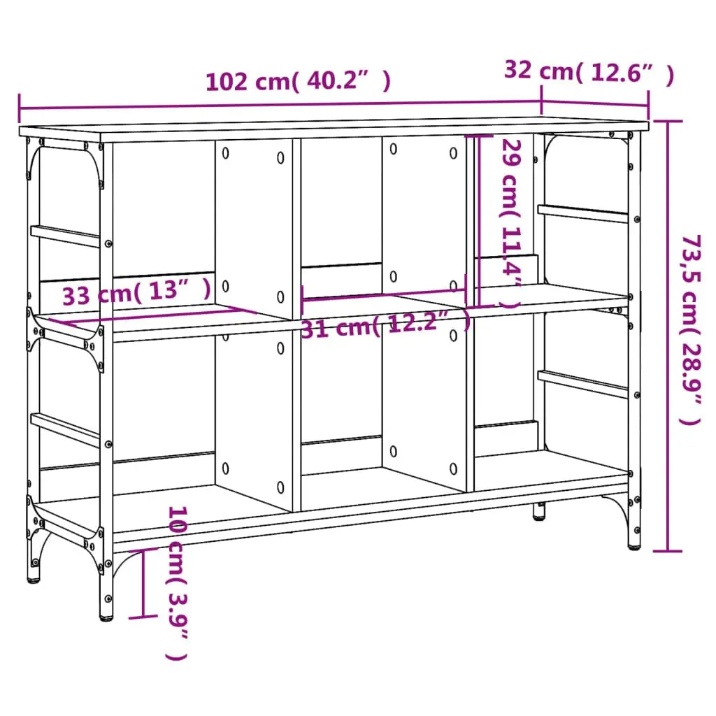 Sideboard Engineered Wood 102x32x73.5 cm Brown Storage Cabinet Buffet