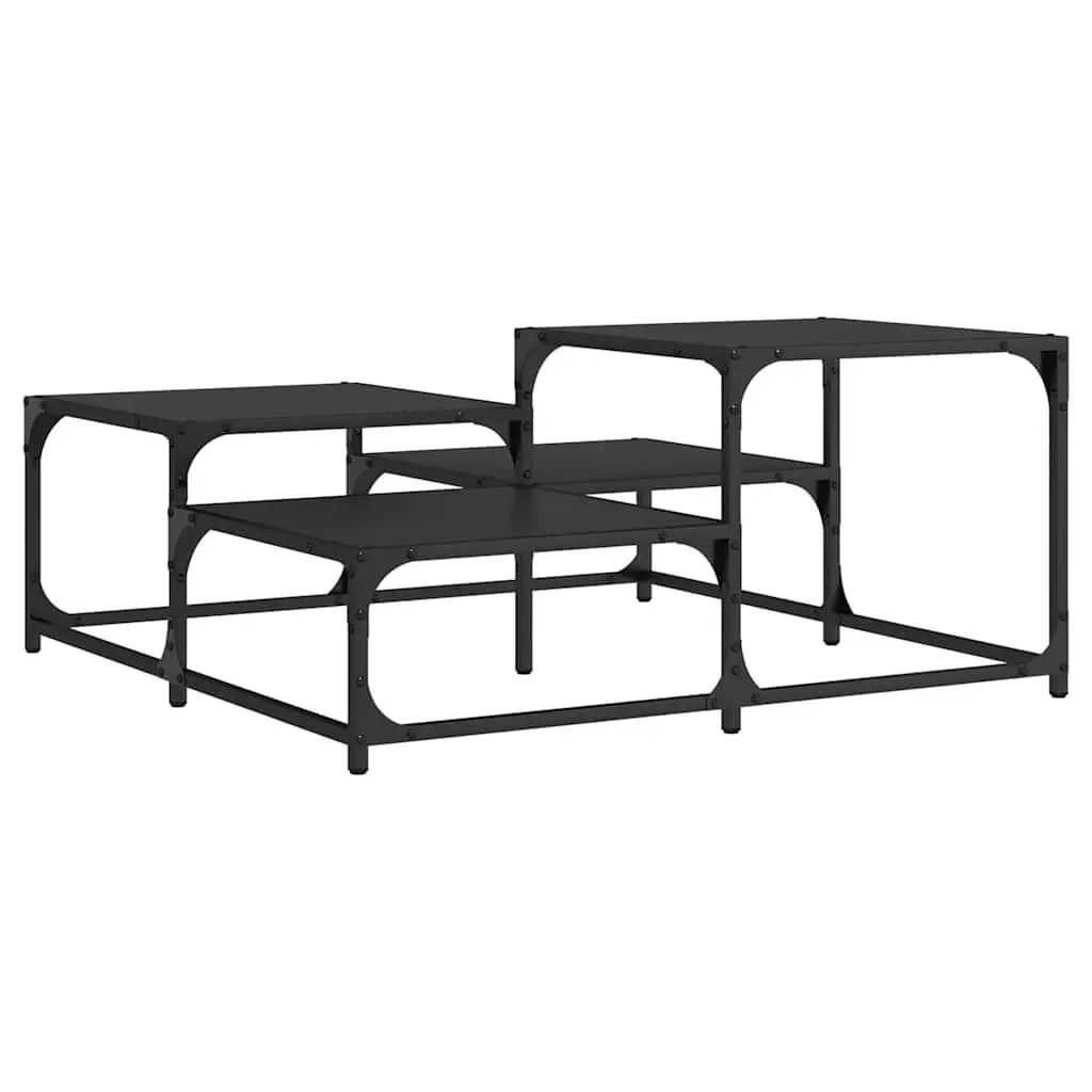 Black Square Coffee Table Living Room Accent Furniture Modern Design 87.5cm
