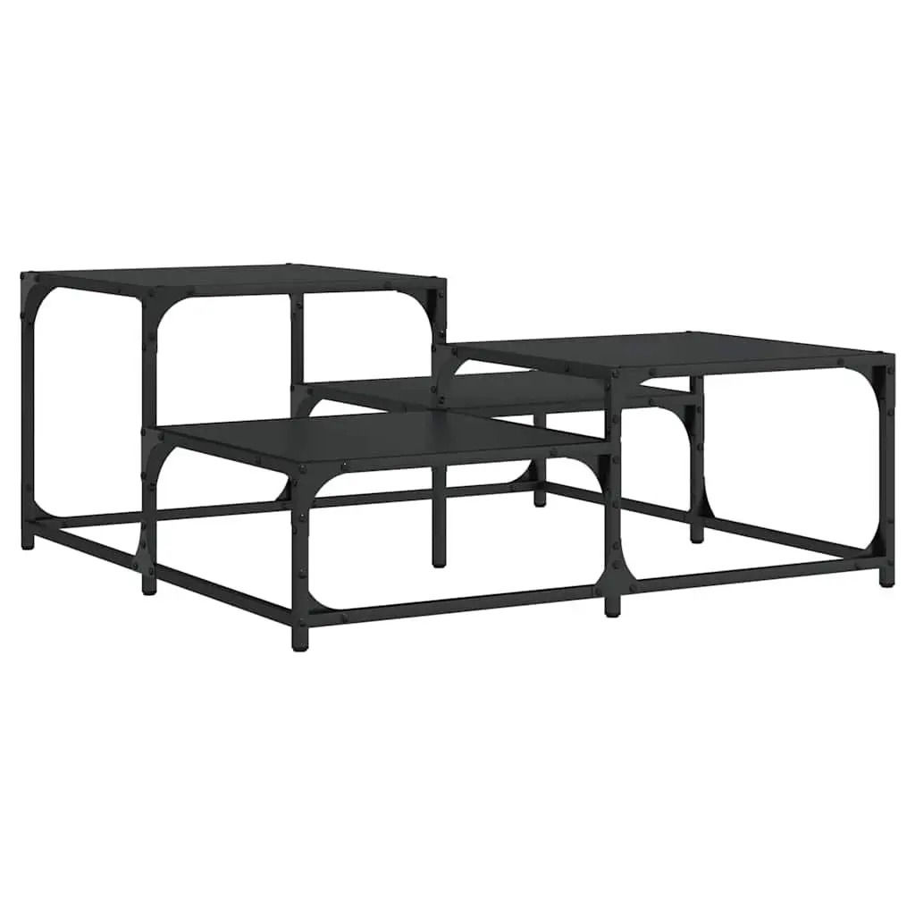 Black Square Coffee Table Living Room Accent Furniture Modern Design 87.5cm