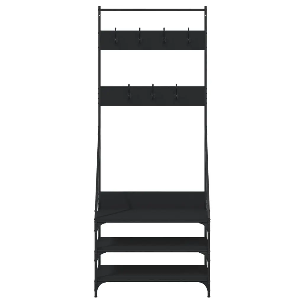 Black Clothes Rack Garment Stand with Shoe Storage Engineered Wood 72x34x184 cm