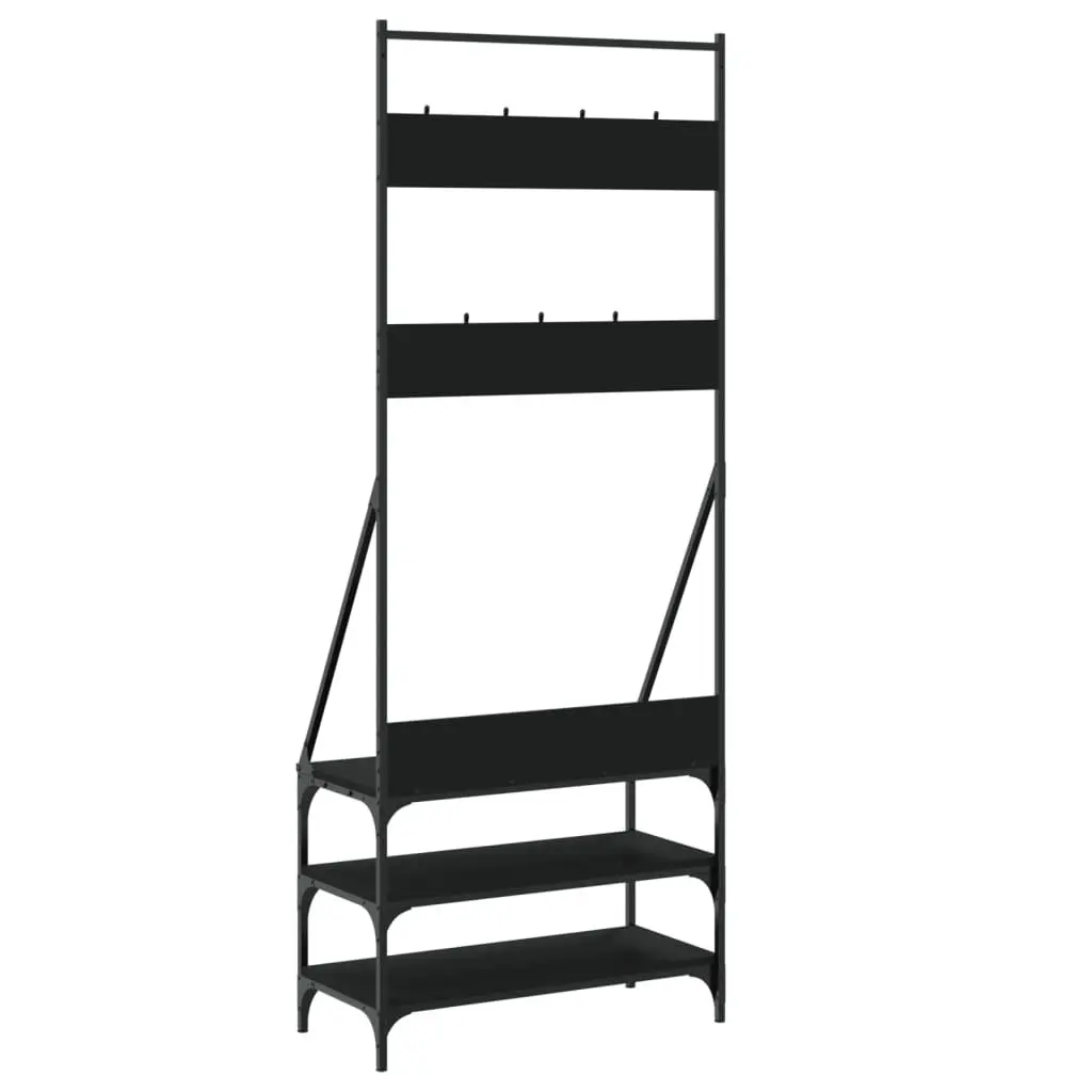Black Clothes Rack Garment Stand with Shoe Storage Engineered Wood 72x34x184 cm