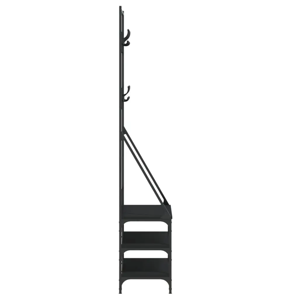 Black Clothes Rack Garment Stand with Shoe Storage Engineered Wood 72x34x184 cm