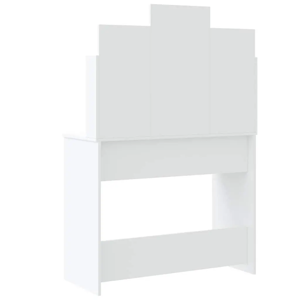 Dressing Table Engineered Wood 96 x 40 x 142 cm White with LED Mirror Lights